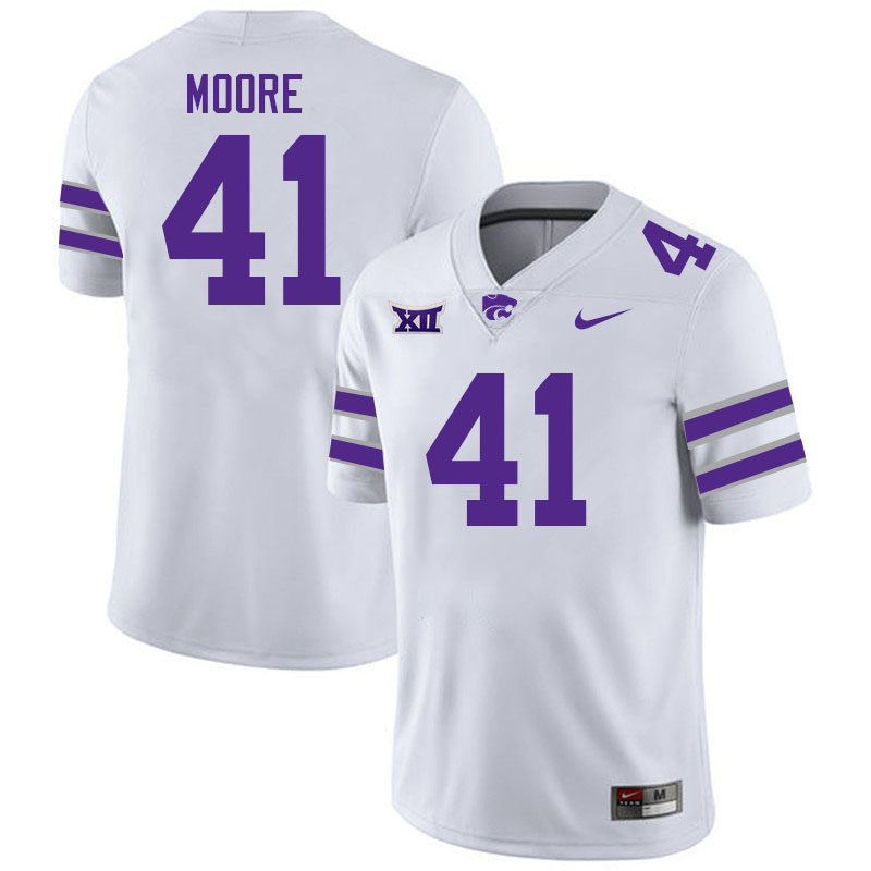 #41 Austin Moore Kansas State Wildcats Fotball Jerseys Stitched Sale-White